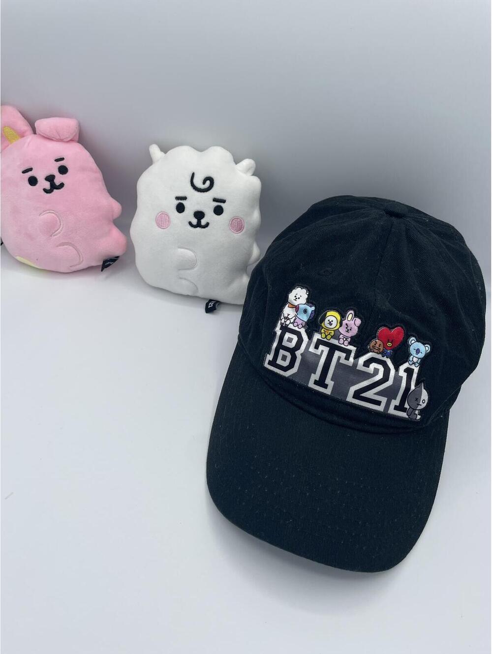 BTS BT21 Friends Baseball Hat & 2 BT21 Plush 5” Jung Kook & Jelly Candy